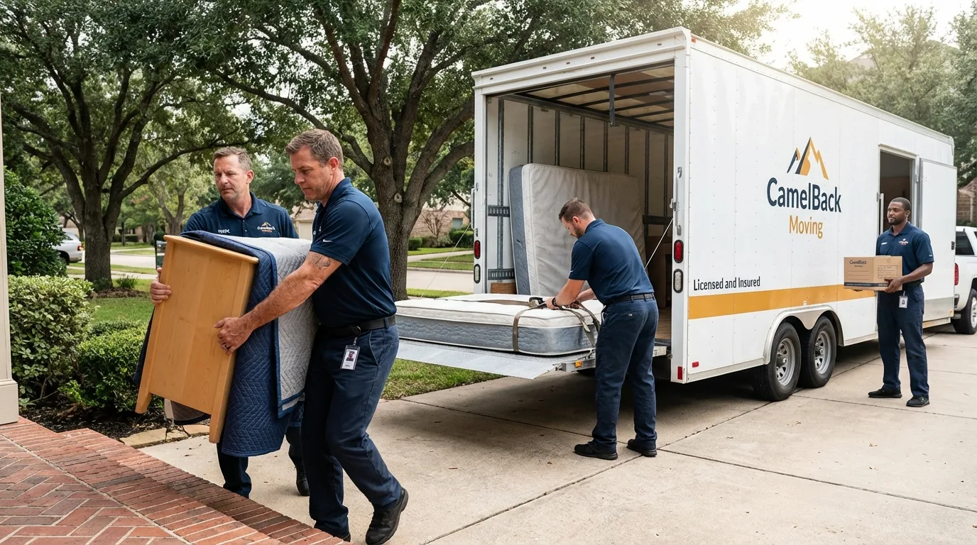 Crew loading residential truck for cross-state move from Windham, CT