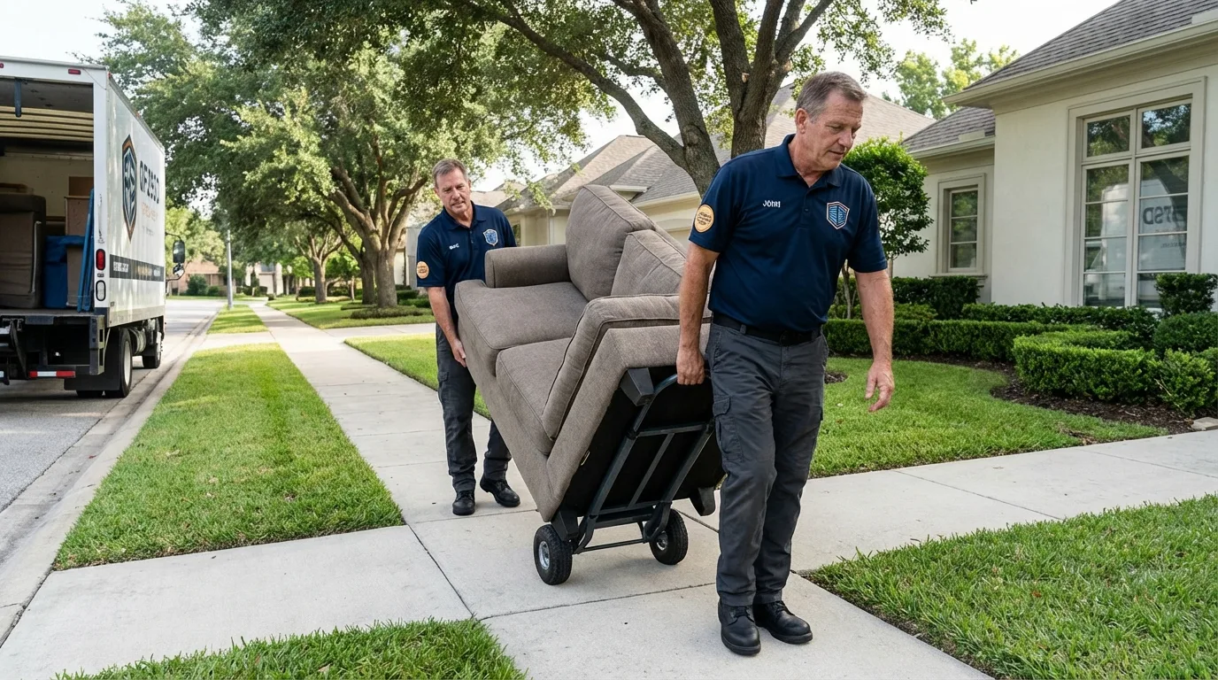 Local residential moving crew loading furniture in Windham, CT